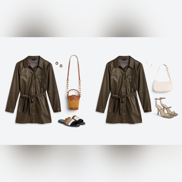 Olive Green Sanctuary Tie Shirt Dress size L - Picture 6 of 10